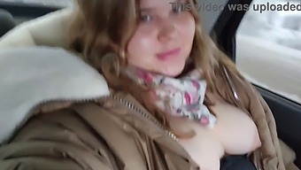 Fatty Woman With Massive Boobs Pleasures Herself In The Backseat