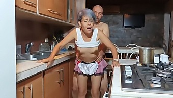 Intimate Encounter With Stepmom In The Kitchen While Husband Is Present
