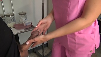 Blonde Nurse Gives A Handjob And Blowjob To A Patient