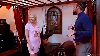 Blonde Stepdaughter'S Bondage And Sex Toy Play Fulfills Stepdad'S Dungeon Fantasy