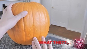 Aunt And Nephew Get Intimate While Carving Pumpkins