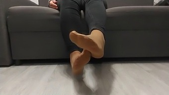 Monika Nylon Flaunts Her Shapely Legs In Sheer Nylon Hose After An Entire Day