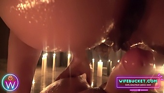 Intense Candlelit Threesome With Married Couple And Wife