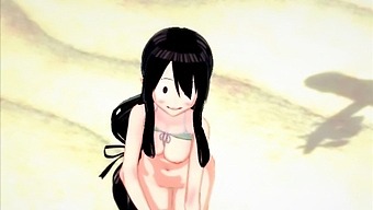 Tsuyu Asui In A Revealing Bathing Suit Desires Intimacy On The Shore - My Hero Academia