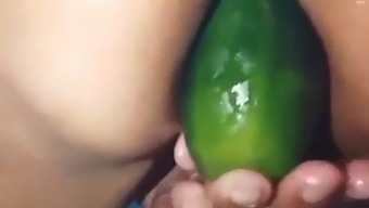 Stepmom Showcases Her Open Ass By Using A Huge Cucumber