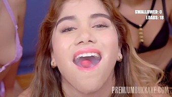 Marina Gold'S Impressive Facial In A High-End Bukkake Orgy