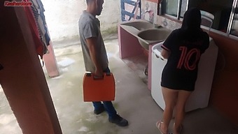 Teen Wife Seduces Appliance Repairman Outside While Her Husband Is Gone