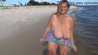 Curvy Grandma Shows Off Her Swimsuit Body And Chaplin Trimmed Pussy At The Beach
